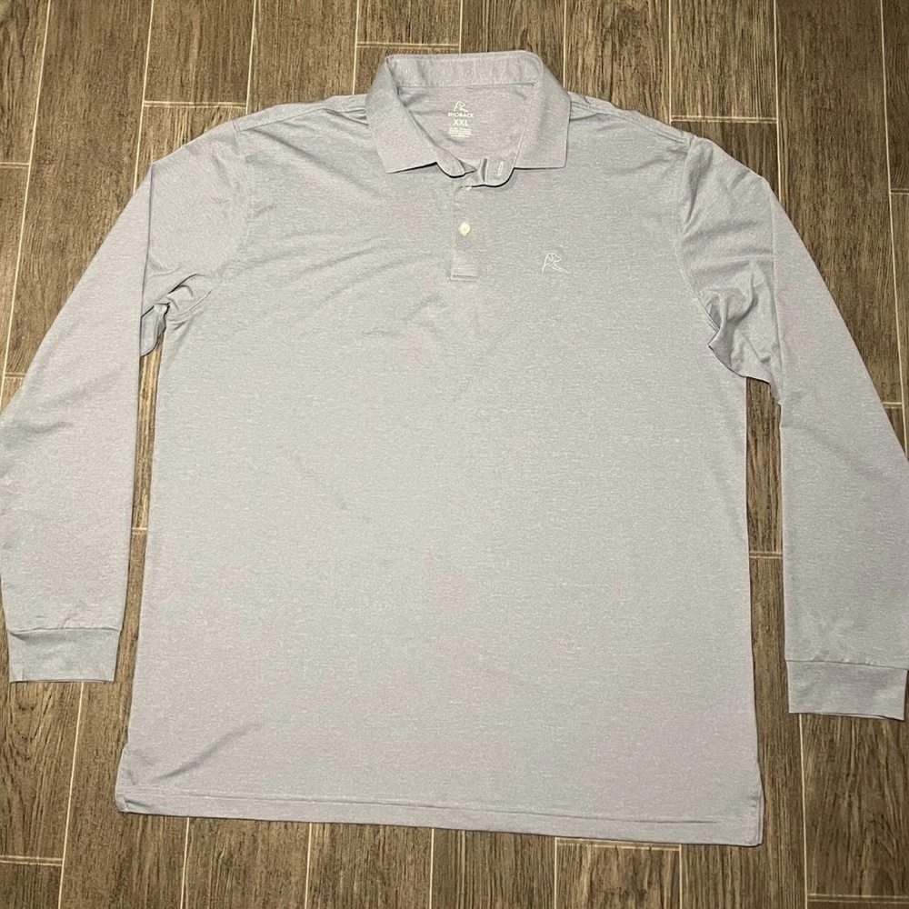 Rhoback Performance Polo Long Sleeve Mens 2XL Gray Wicking Golf Shirt